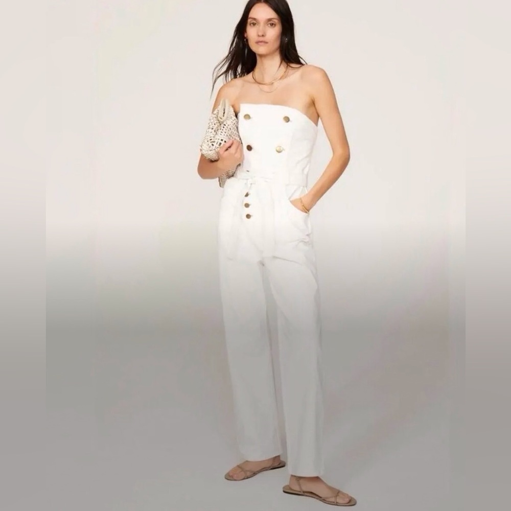 Marissa Webb Women’s Strapless White Denim Jumpsuit Size 6